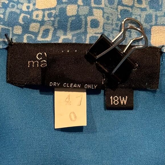 Cynthia Howie Maggy Boutique Top Silk Preppy Boho Sheer Button Up Blue Size 18W - Picture 4 of 5